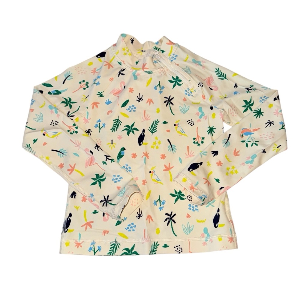 Hanna Andersson Cream Rashguard with Tropical Print